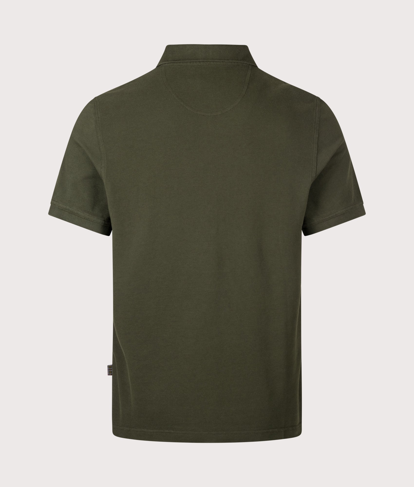 Barbour Lifestyle Tailored Fit Stately Quarter Zip Polo Shirt in Sage at EQVVS Menswear. Back shot.