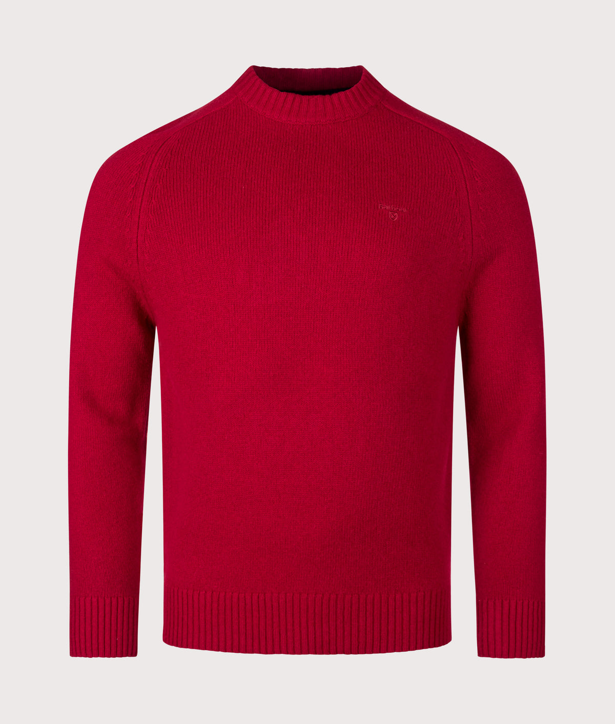 Barbour Lifestyle Newtown Crewneck Jumper in Biking Red at EQVVS Menswear. Front shot.