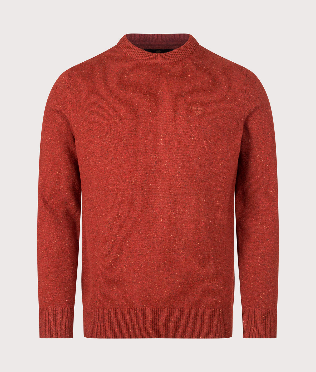 Barbour Lifestyle Regular Fit Tisbury Jumper in Russet at EQVVS Menswear. Front shot.