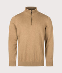 Regular Fit Quarter Zip Cotton Knitted Jumper: SN31 Sandstone 
