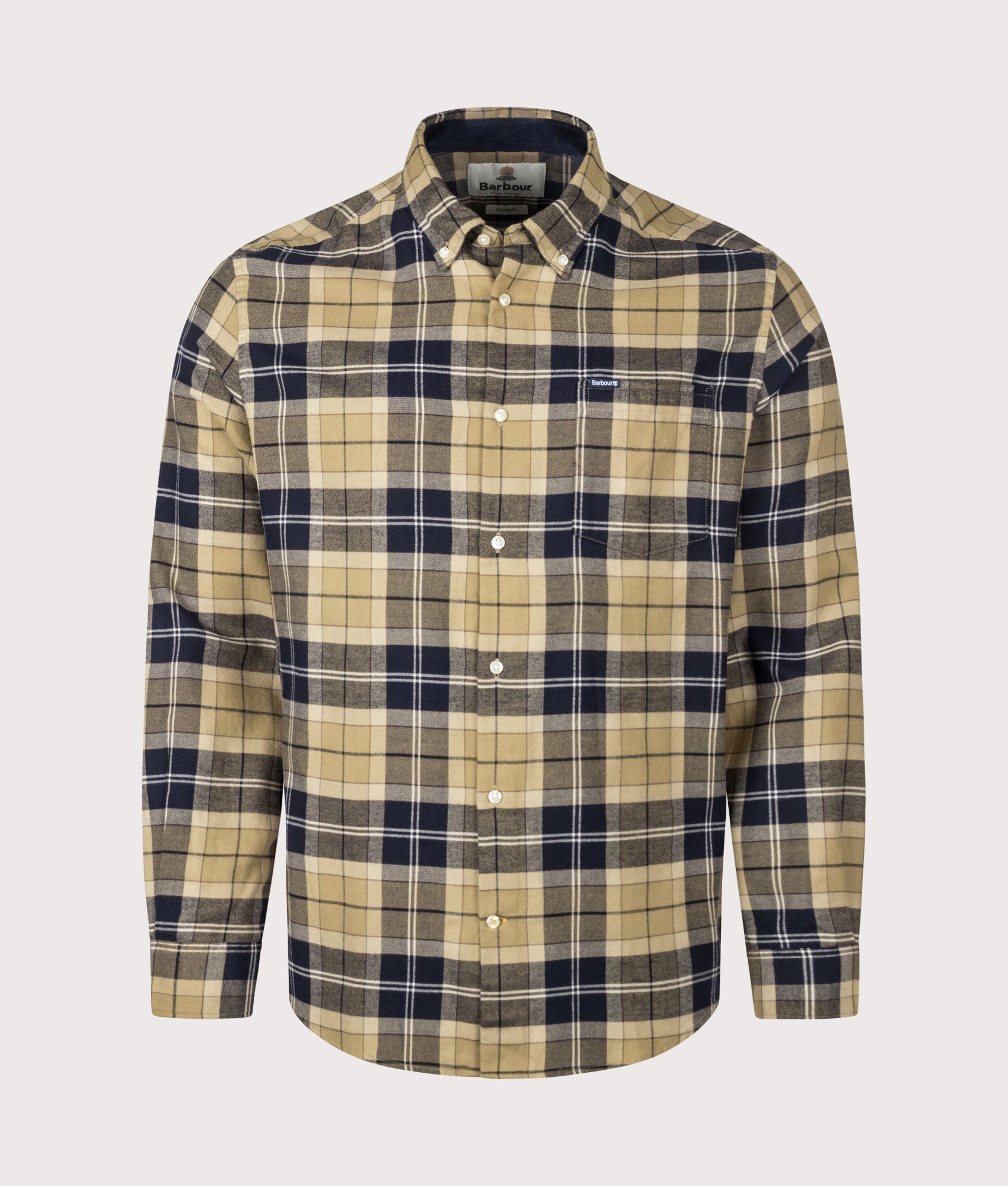 Barbour Lifestyle Fortrose Tailored Tartan Shirt in Birchwood Dress Tartan at EQVVS Menswear. Front shot.