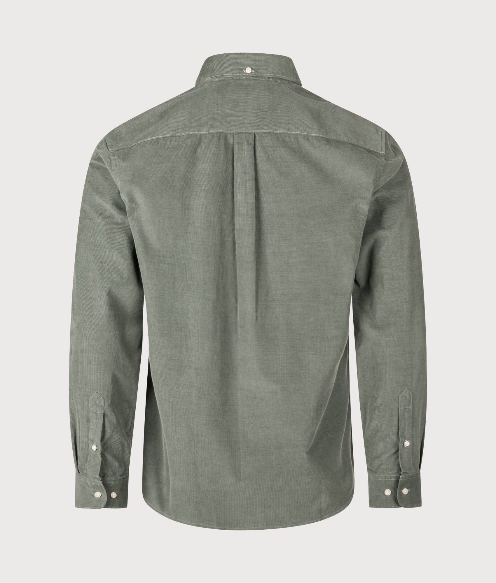 Barbour Lifestyle Ramsey Tailored Shirt in Agave Green at EQVVS Menswear. Back shot.