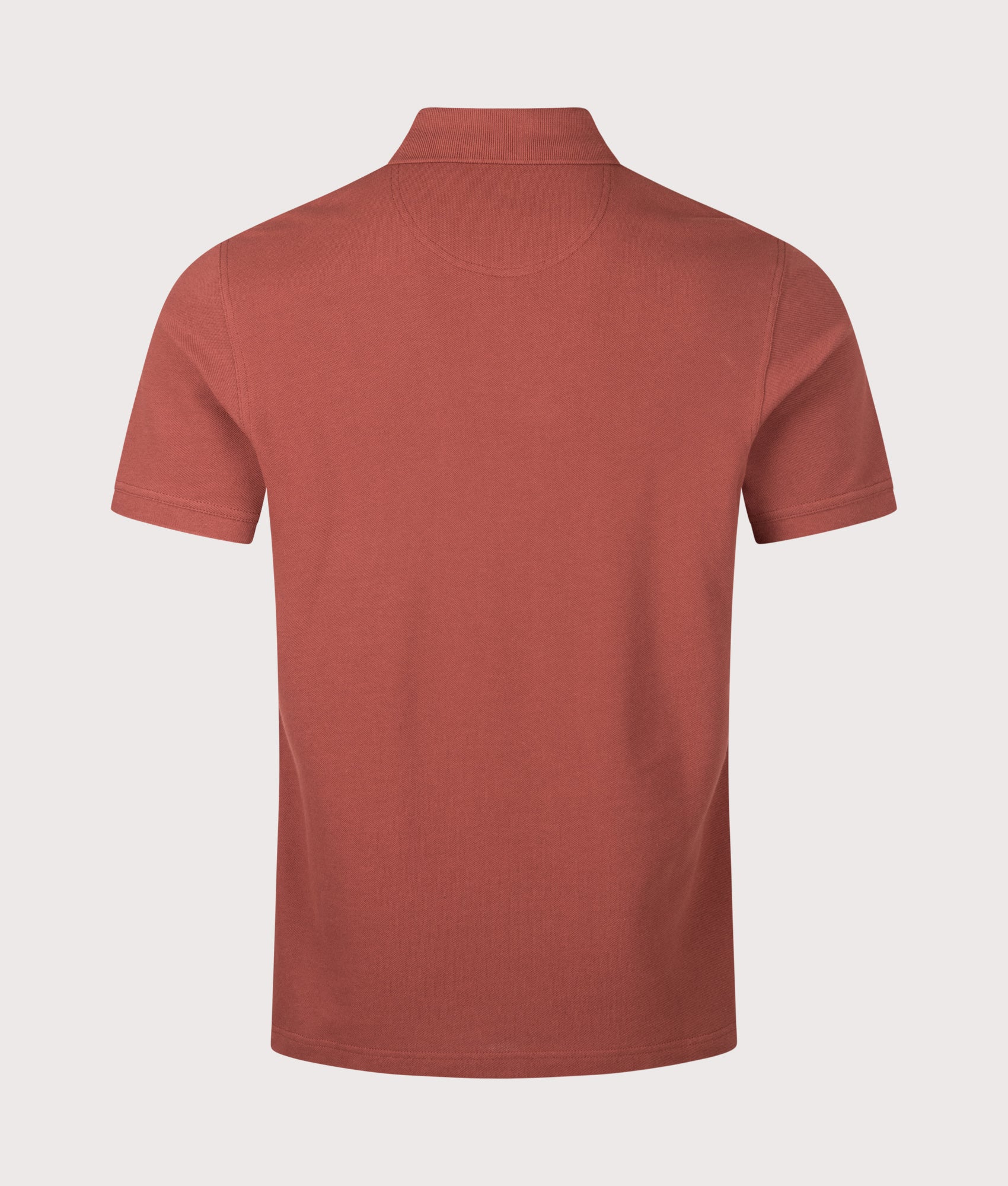 Barbour Tartan Pique Polo Shirt in Russet at EQVVS Menswear. Back shot.