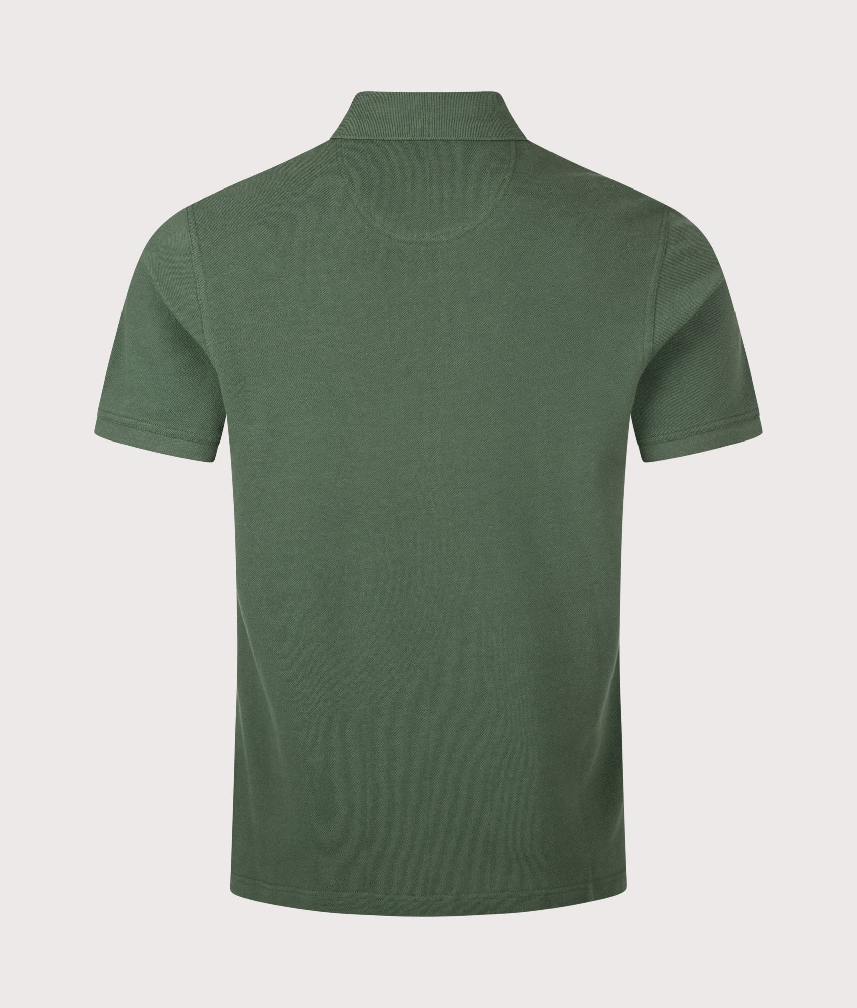 Barbour Tartan Pique Polo Shirt in Sycamore at EQVVS Menswear. Back shot.