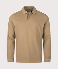 Regular Fit Essential Long Sleeve Tartan Piqué Polo Shirt: SN31 Sandstone 