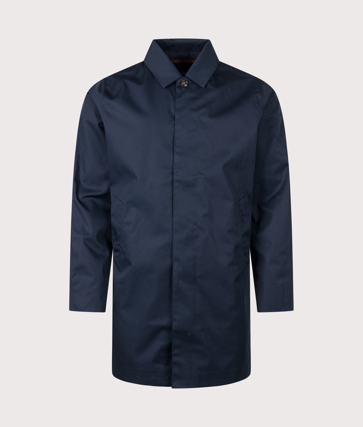 Barbour Lifestyle Lorden Waterproof Mac in Navy at EQVVS Menswear. Front shot.