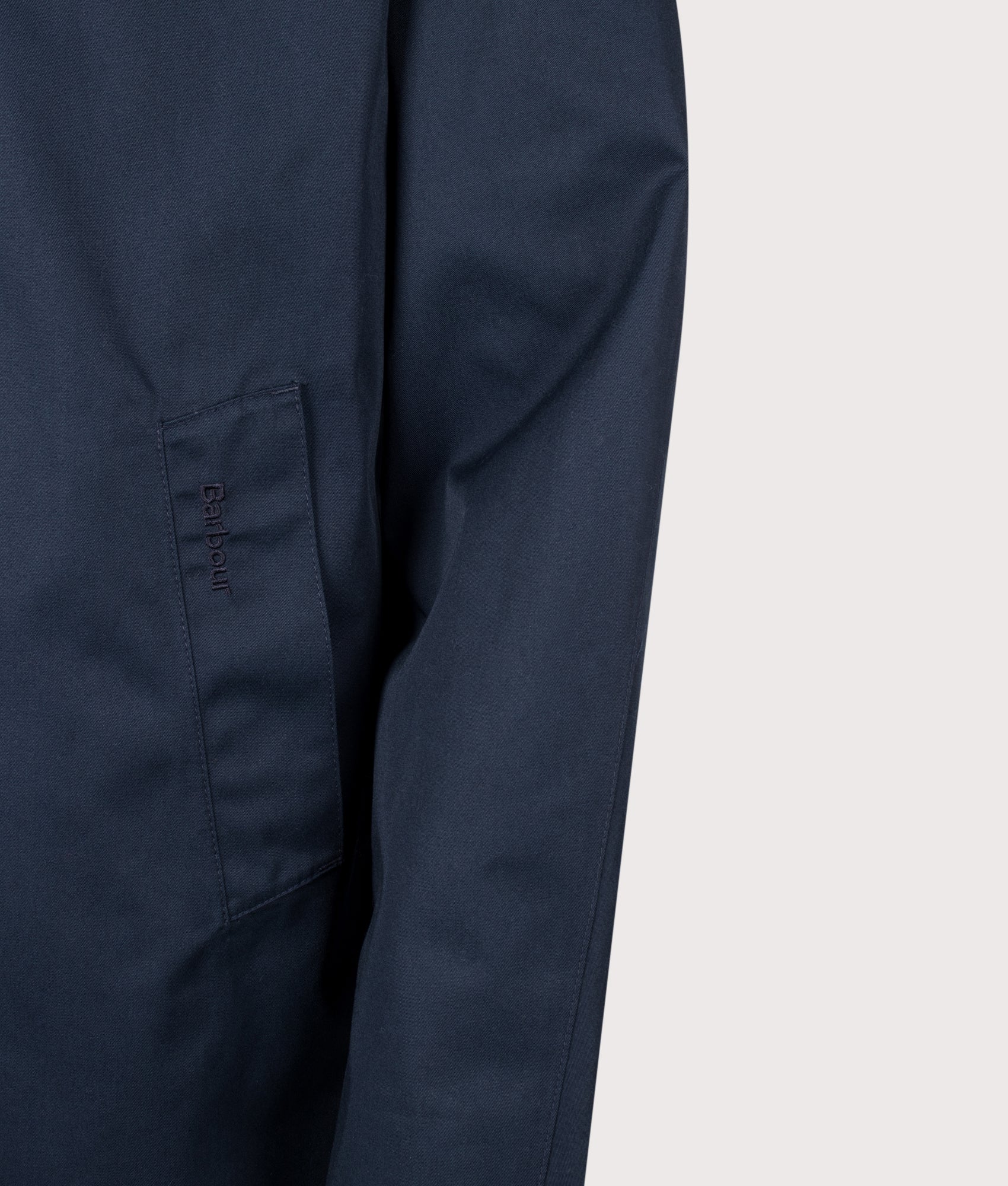 Barbour Lifestyle Lorden Waterproof Mac in Navy at EQVVS Menswear. Detail shot.
