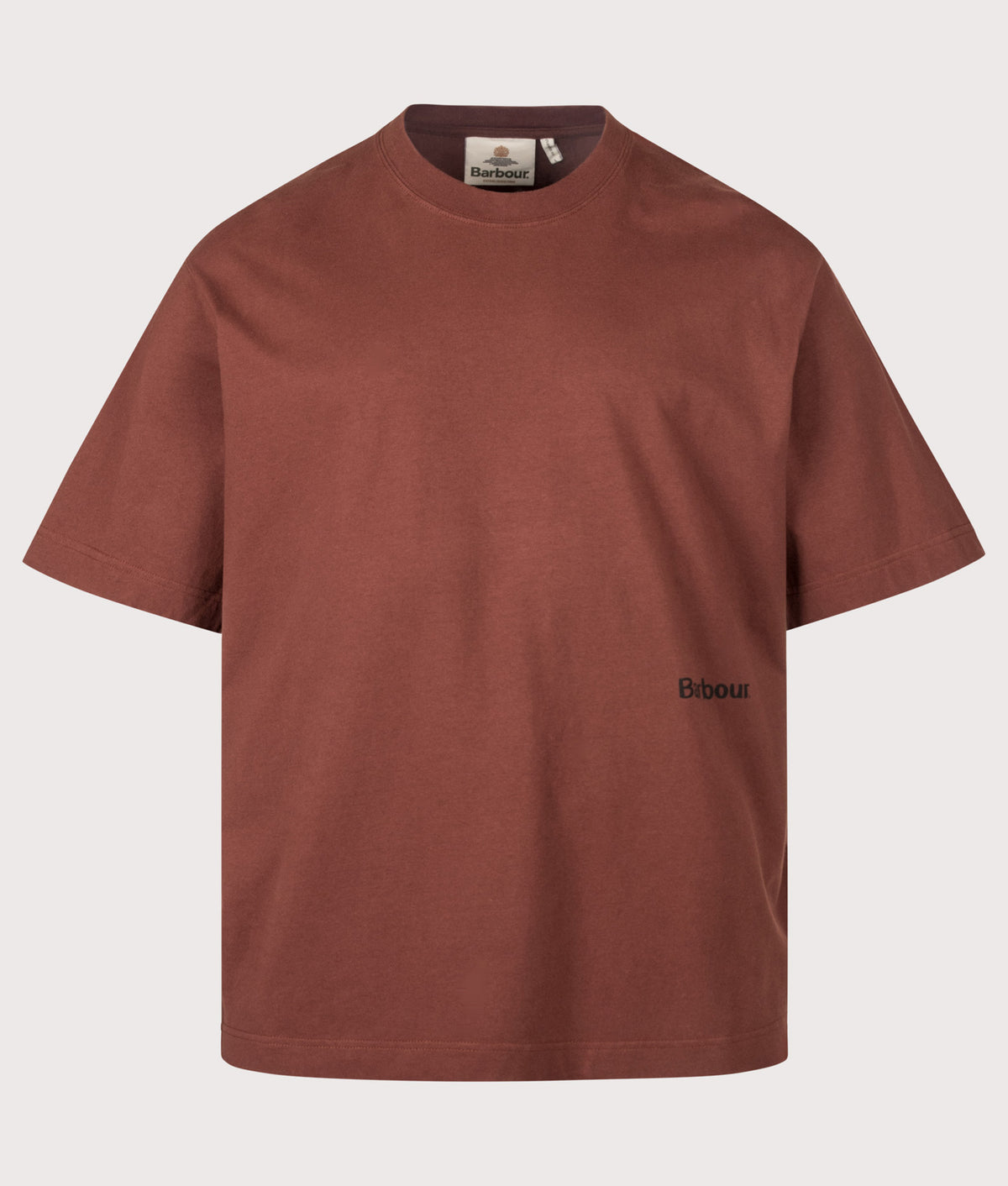 Barbour Heritage+ Oversized Fit Ursula Graphic T-Shirt  in Chestnut at EQVVS Menswear. Front shot.