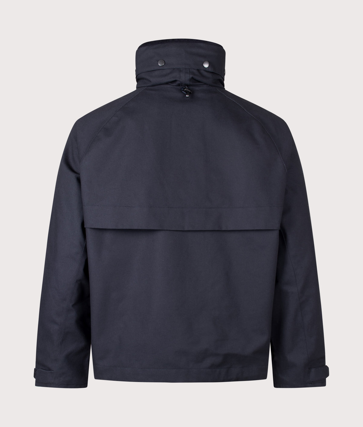 Barbour Heritage+ Ursula Wading Waterproof Jacket in Navy at EQVVS Menswear. Back shot.