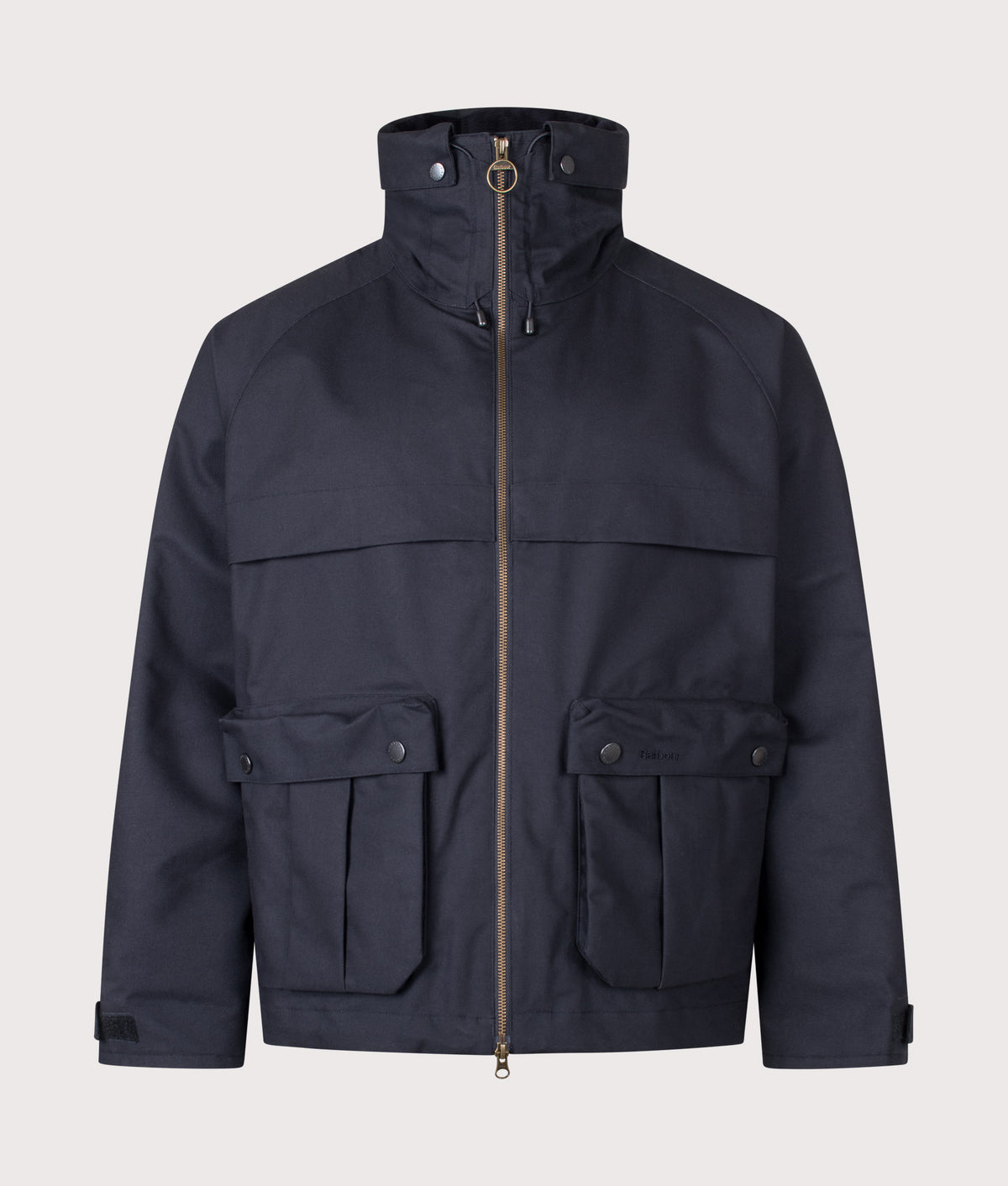 Barbour Heritage+ Ursula Wading Waterproof Jacket in Navy at EQVVS Menswear. Front shot.