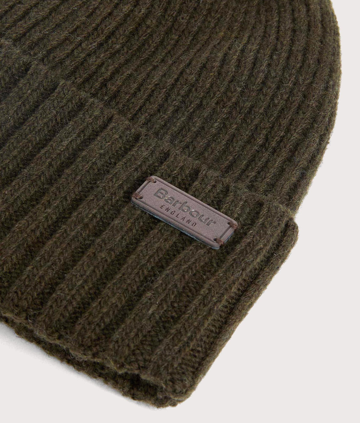 Barbour Lifestyle Carlton Beanie & Gloves Gift Set in Dark Green at EQVVS Menswear. Detail shot.