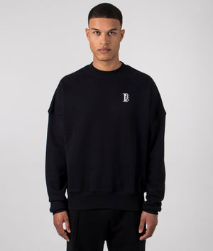 Oversized 1954 Sweatshirt in Black by Florence Black. EQVVS Front Angle Shot.