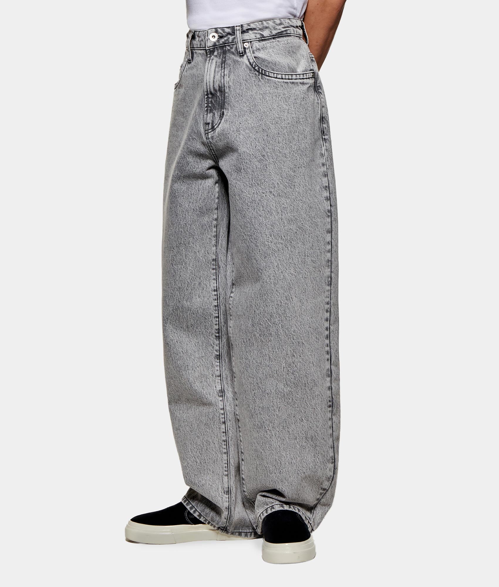 Denim Wide Leg Jeans. Shot by EQVVS. Front model shot.
