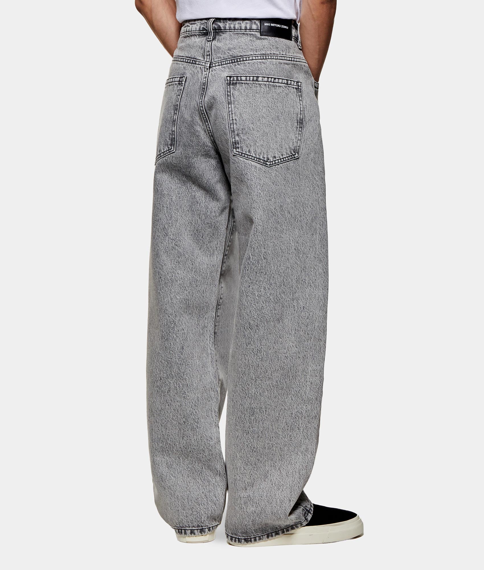 Denim Wide Leg Jeans. Shot by EQVVS. Back model shot.