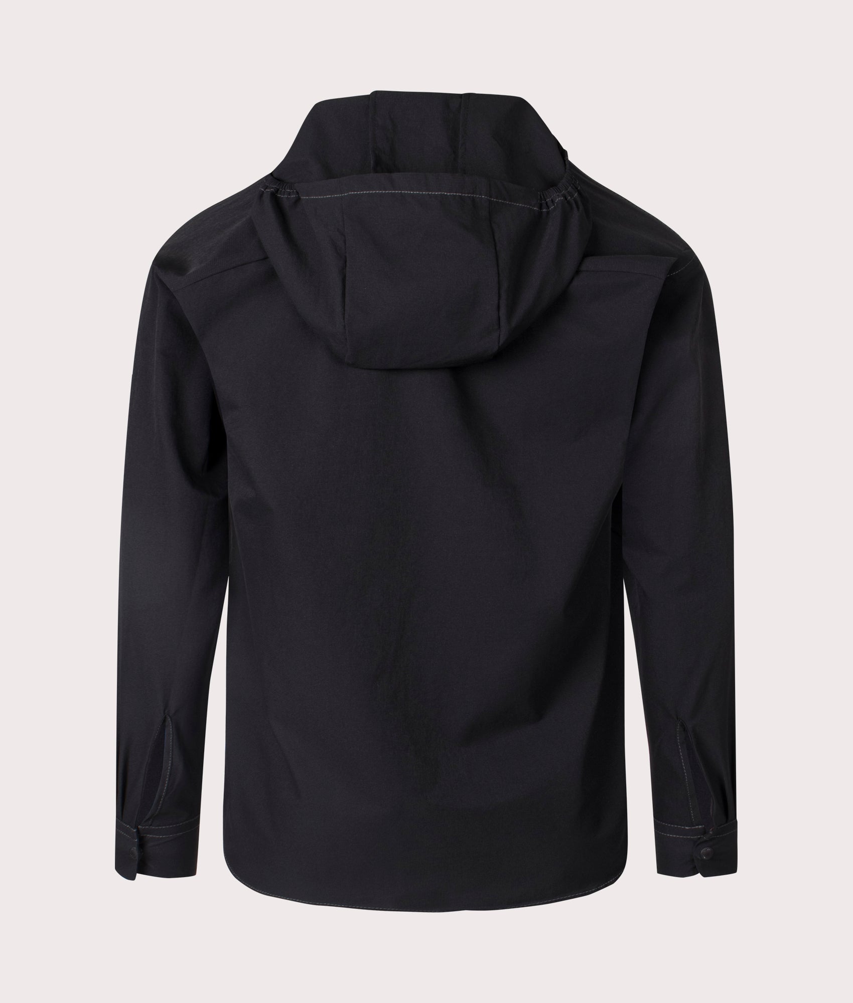 and wander Dry Breathable Hoodie in Black at EQVVS. Back Shot.