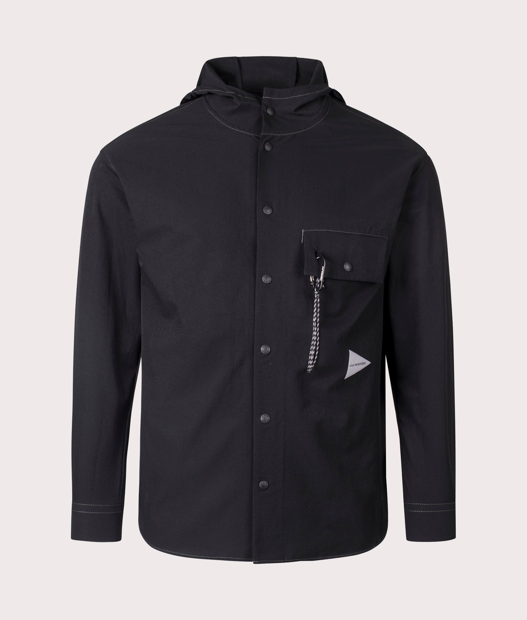 and wander Dry Breathable Hoodie in Black at EQVVS. Front Shot.