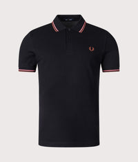 Twin Tipped Fred Perry Polo Shirt: Y67 Black/Putty Pink/Whisky Brown 