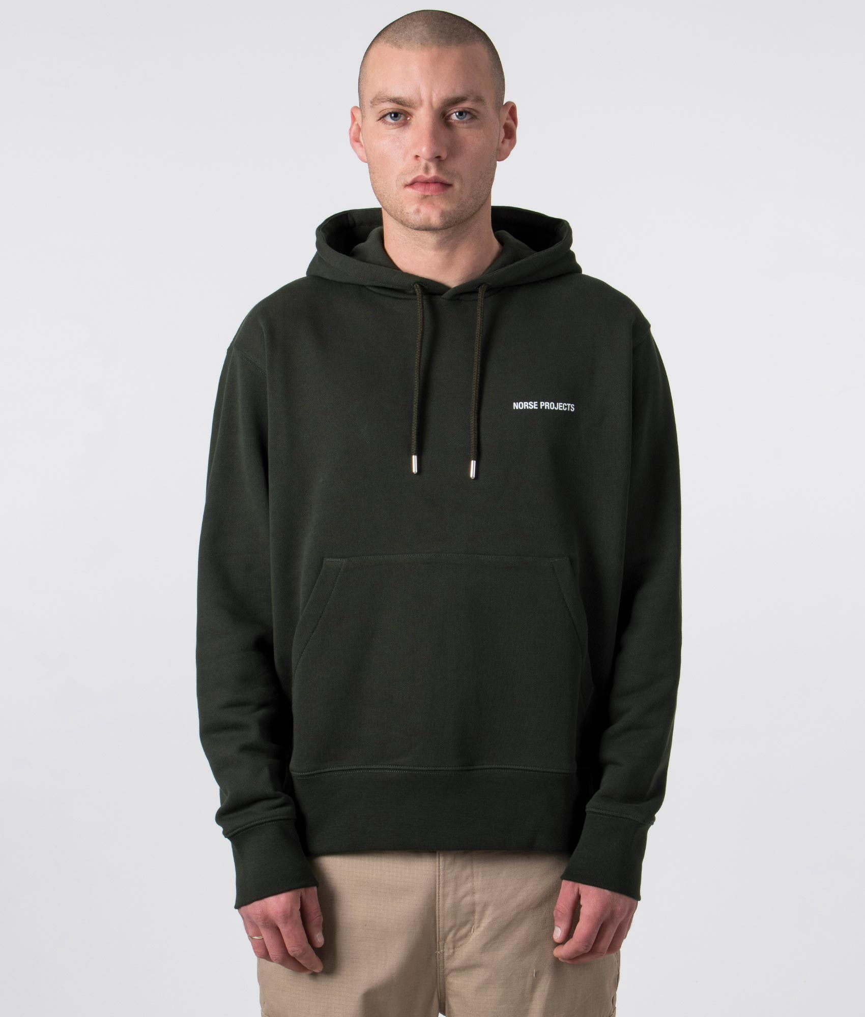 Relaxed Fit Arne Logo Hoodie in Beech Green | Norse Projects | EQVVS