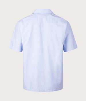 Norse Projects Ivan Oxford Monogram Short Sleeved Shirt in 7105 Pale Blue back shot at EQVVS