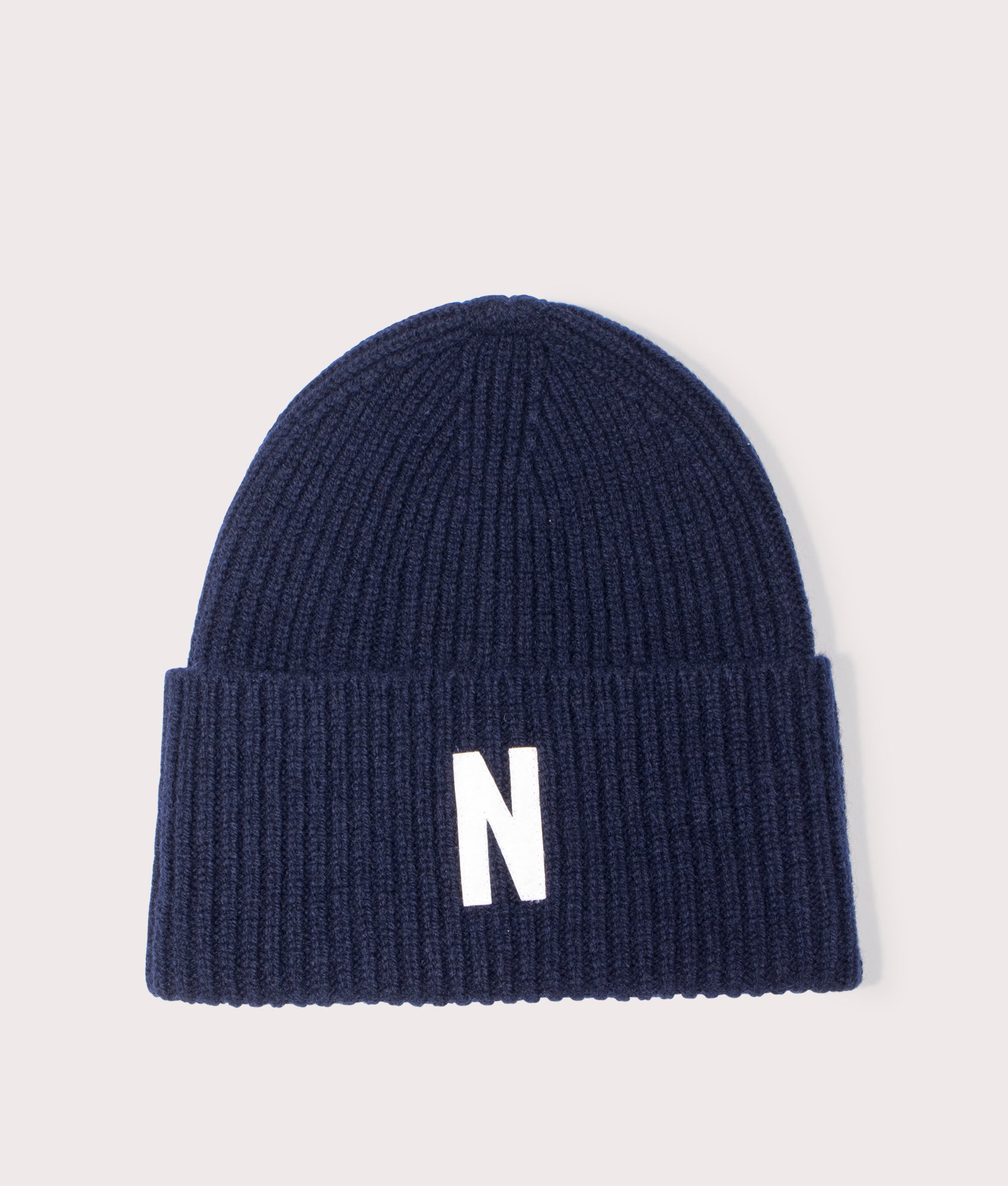 Merino-Lambswool-Rib-N-Logo-Beanie-Dark-Navy-Norse-Projects-EQVVS