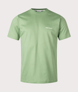 Norse Projects Relaxed Fit Johannes Organic Logo T-Shirt in 8124 Linden Green front shot at EQVVS