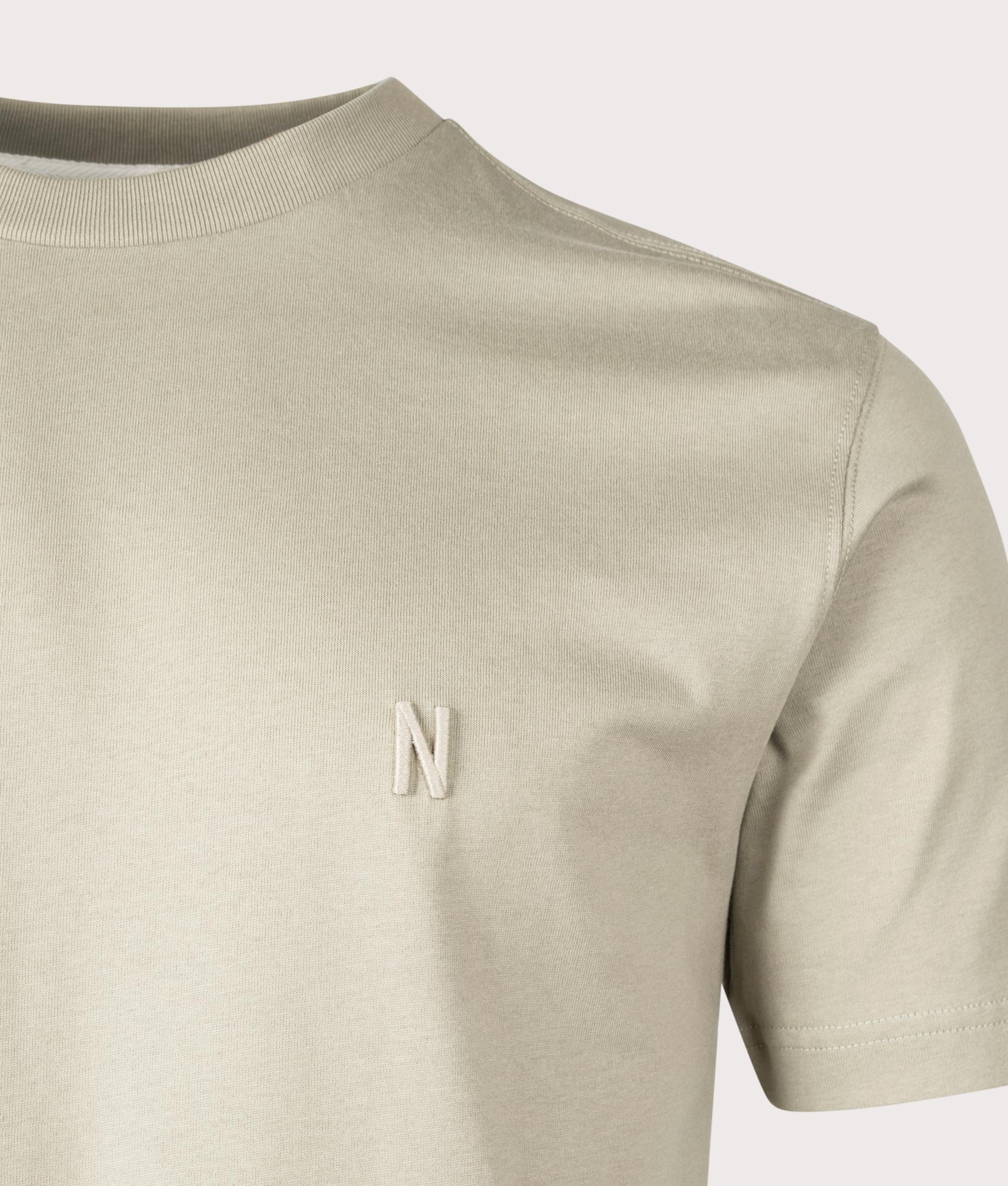 Norse Projects Johannes Organic N Logo T-Shirt in 2053 Clay detail shot at EQVVS