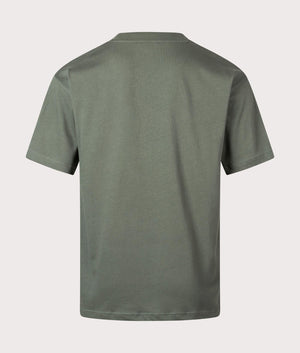 Norse Projects Simon Loose Organic Heavy Jersey Large N T-Shirt in 8022 Spruce Green back shot at EQVVS