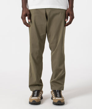Ezra Relaxed Organic Stretch Twill Pants in Sediment Green by Norse Projects. EQVVS front angle shot.