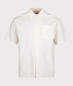 Norse Projects Relaxed Fit Carsten Cotton Tencel Shirt in 0262 Enamel White front shot at EQVVS