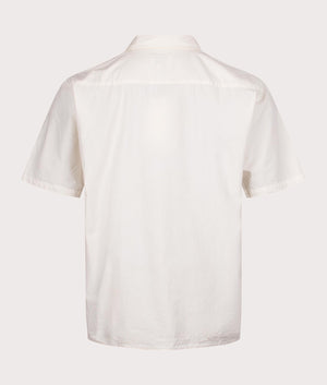 Norse Projects Relaxed Fit Carsten Cotton Tencel Shirt in 0262 Enamel White back shot at EQVVS