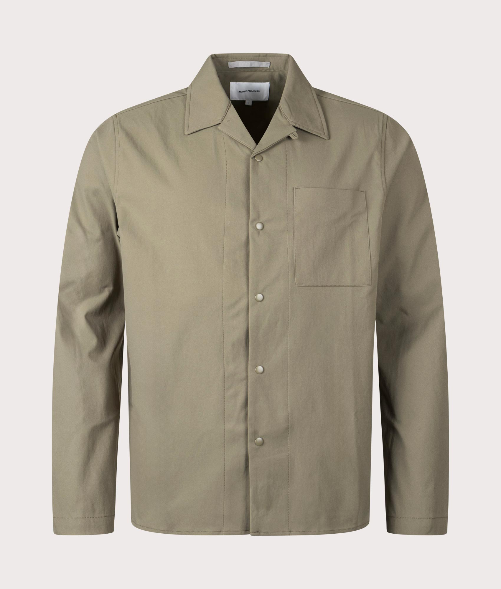 Norse Projects Carsten Solotex Twill Long Sleeve Shirt in Sediment Green at EQVVS Menswear front shot