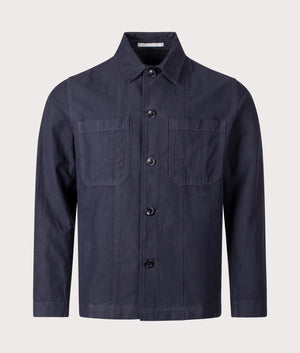 Norse Projects Tyge Cotton Linen Overshirt in 7004 Dark Navy front shot at EQVVS