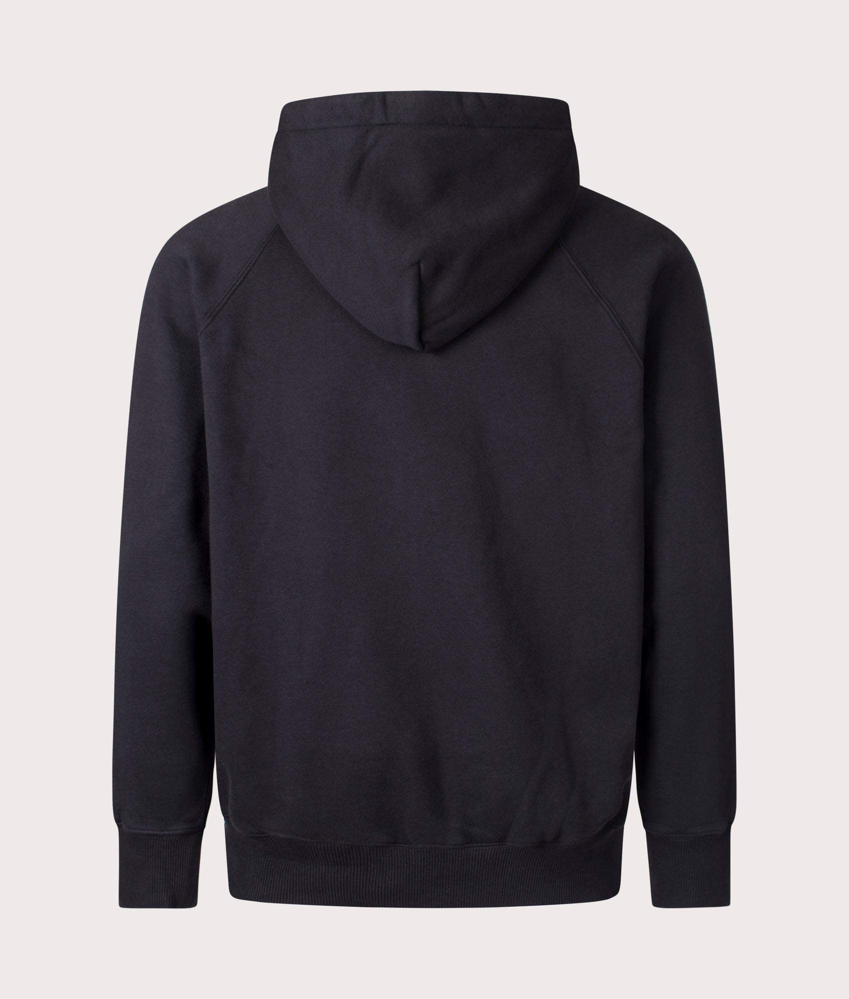 Norse Projects Relaxed Fit Marten Raglan N Patch Hoodie in Black at EQVVS Menswear Back Shot