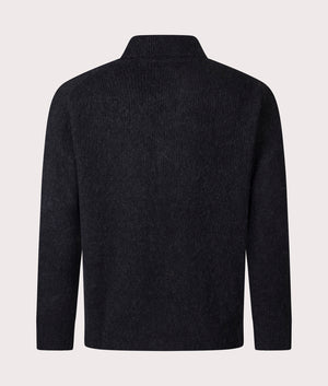 Norse Projects Relaxed Fit Rasmus Brushed Polo Shirt in Black at EQVVS Menswear. Back shot.