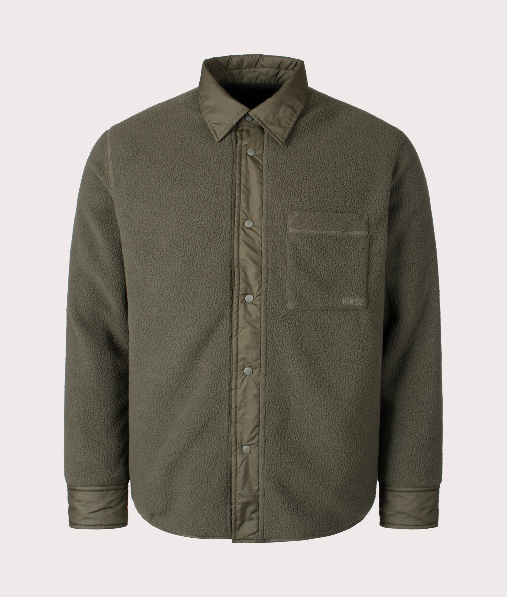 Norse Projects Ulrik Reversible Fleece Overshirt in Ivy Green at EQVVS Menswear Front Shot