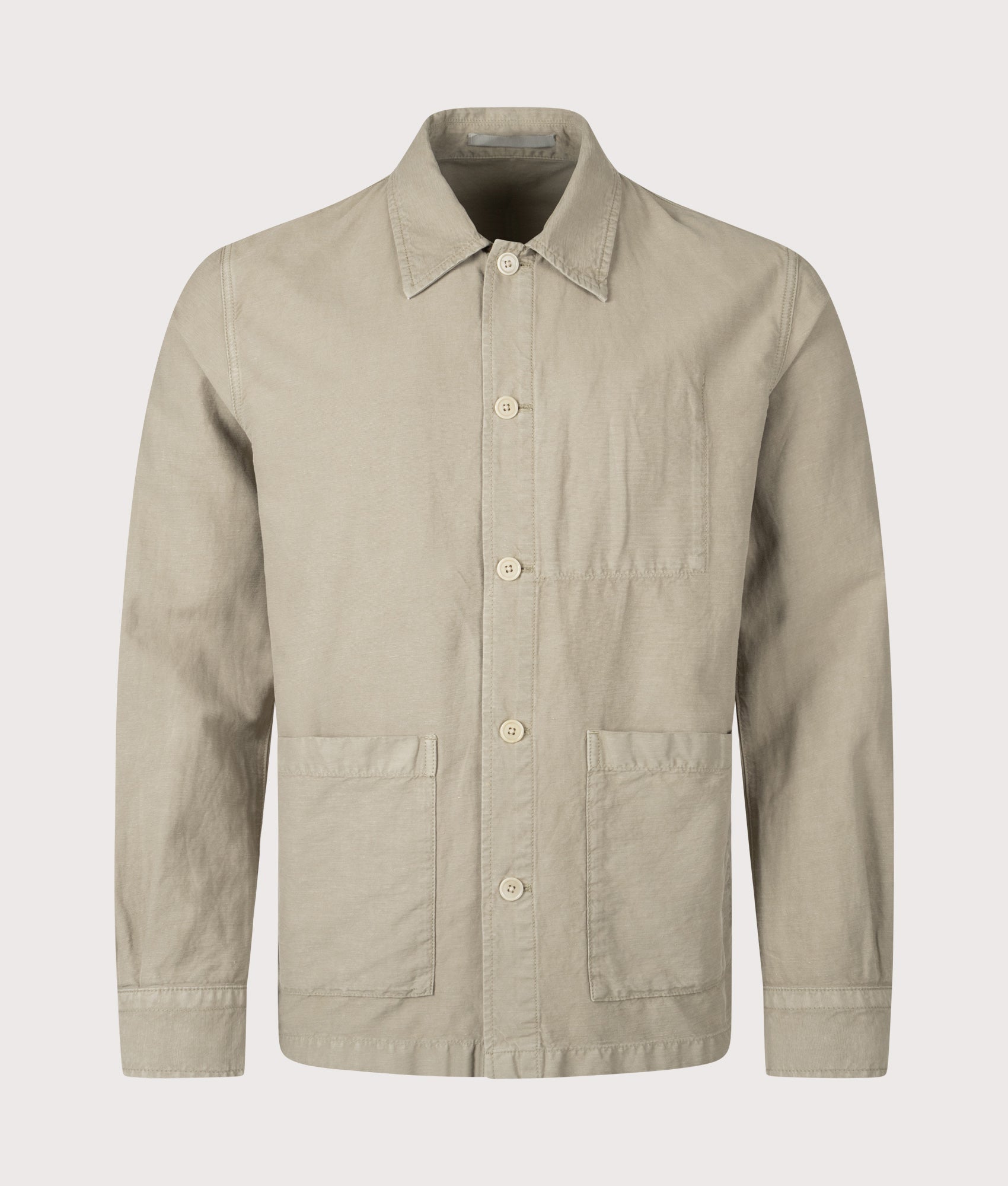 Julian Cotton Linen Overshirt. Shot by EQVVS. Front shot.