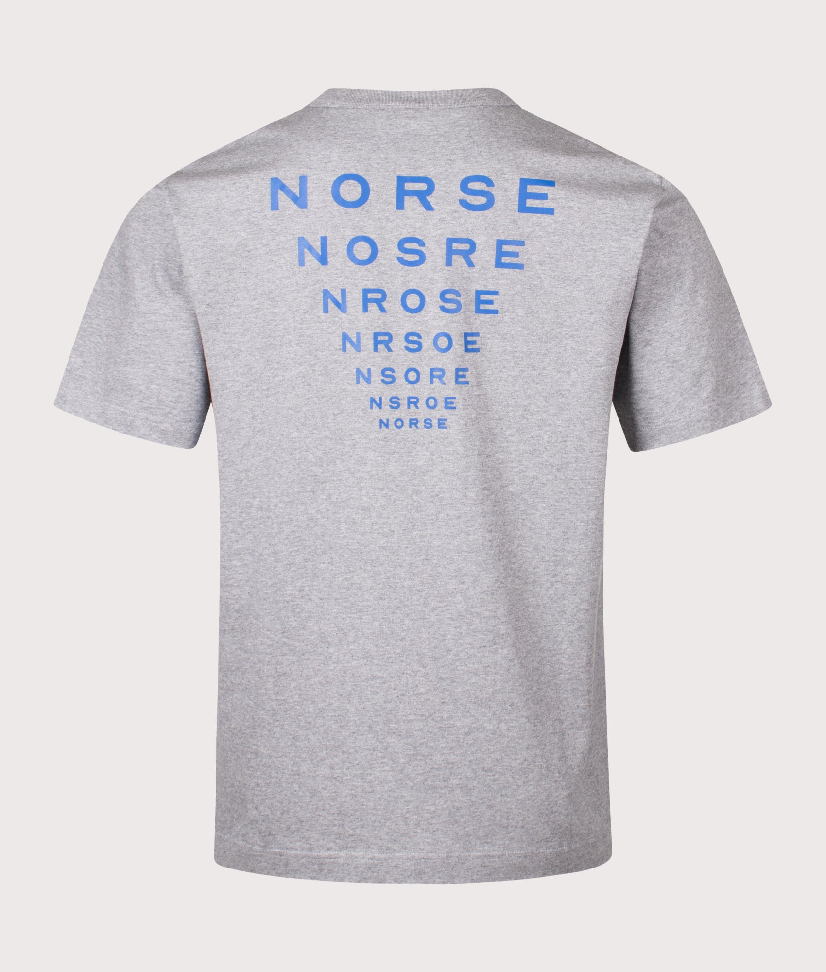 Holger Organic Optic Print T-shirt by Norse Projects in Grey Melange. Shot by EQVVS. Back shot.
