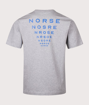 Holger Organic Optic Print T-shirt by Norse Projects in Grey Melange. Shot by EQVVS. Back shot.