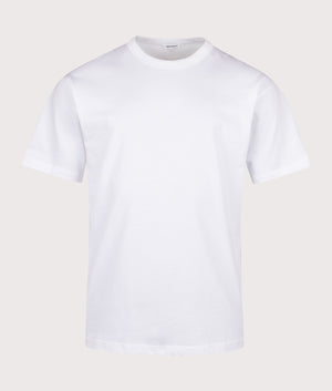 Simon Organic Arch Print T-Shirt by Norse Projects in White. Shot by EQVVS. front shot.