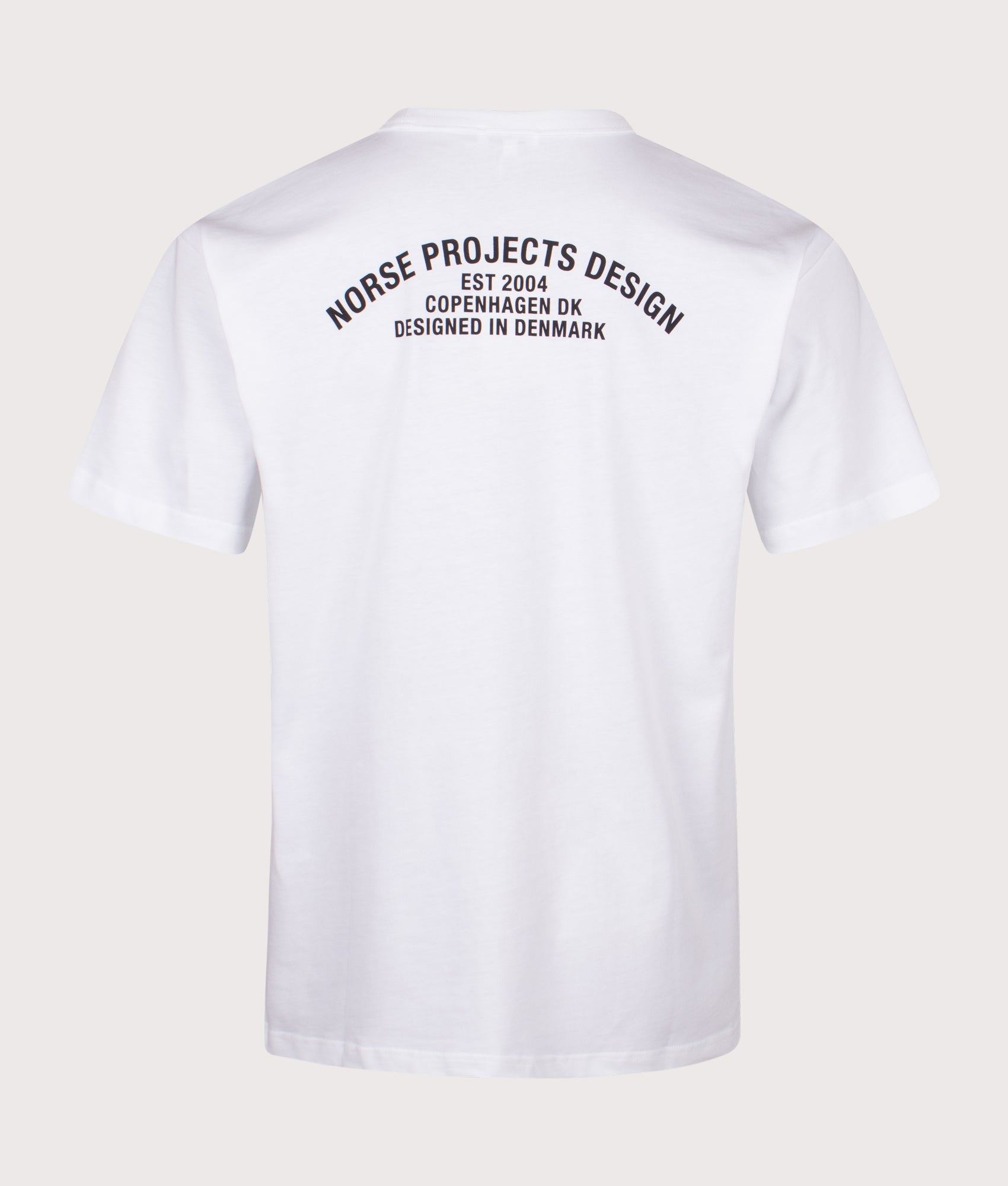 Simon Organic Arch Print T-Shirt by Norse Projects in White. Shot by EQVVS. Back shot.