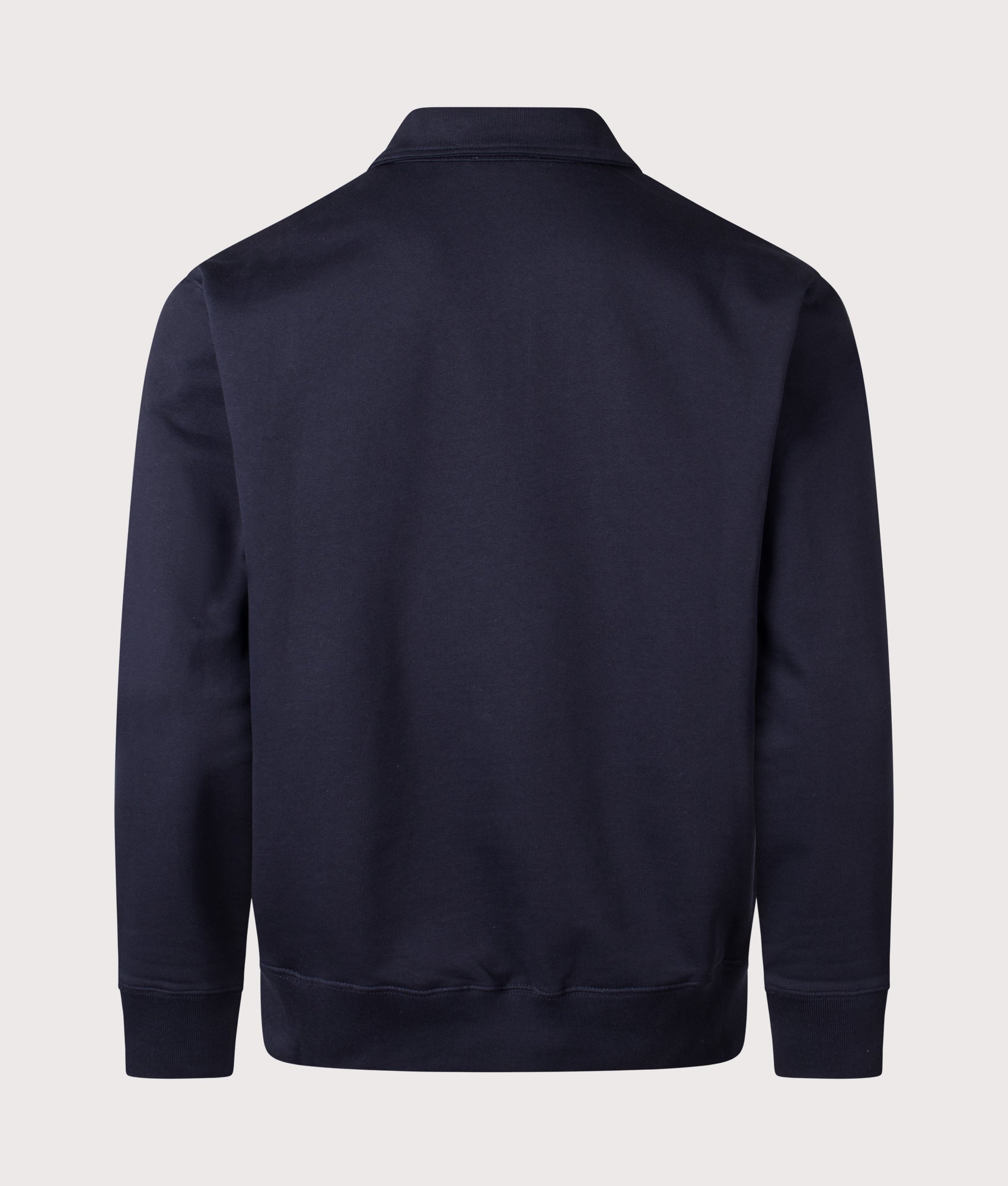 Norse Projects Norse Standard Half Zip Sweatshirt in Dark Navy at EQVVS Menswear. Back shot.