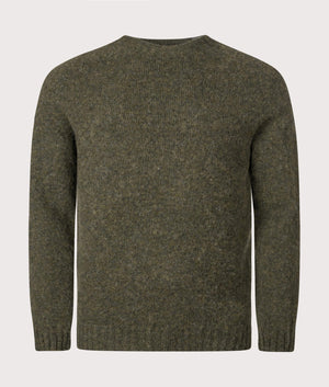 Birnir Brushed Lambswool Knit Jumper by Norse Projects in Olive Night. Shot by EQVVS. Front shot.