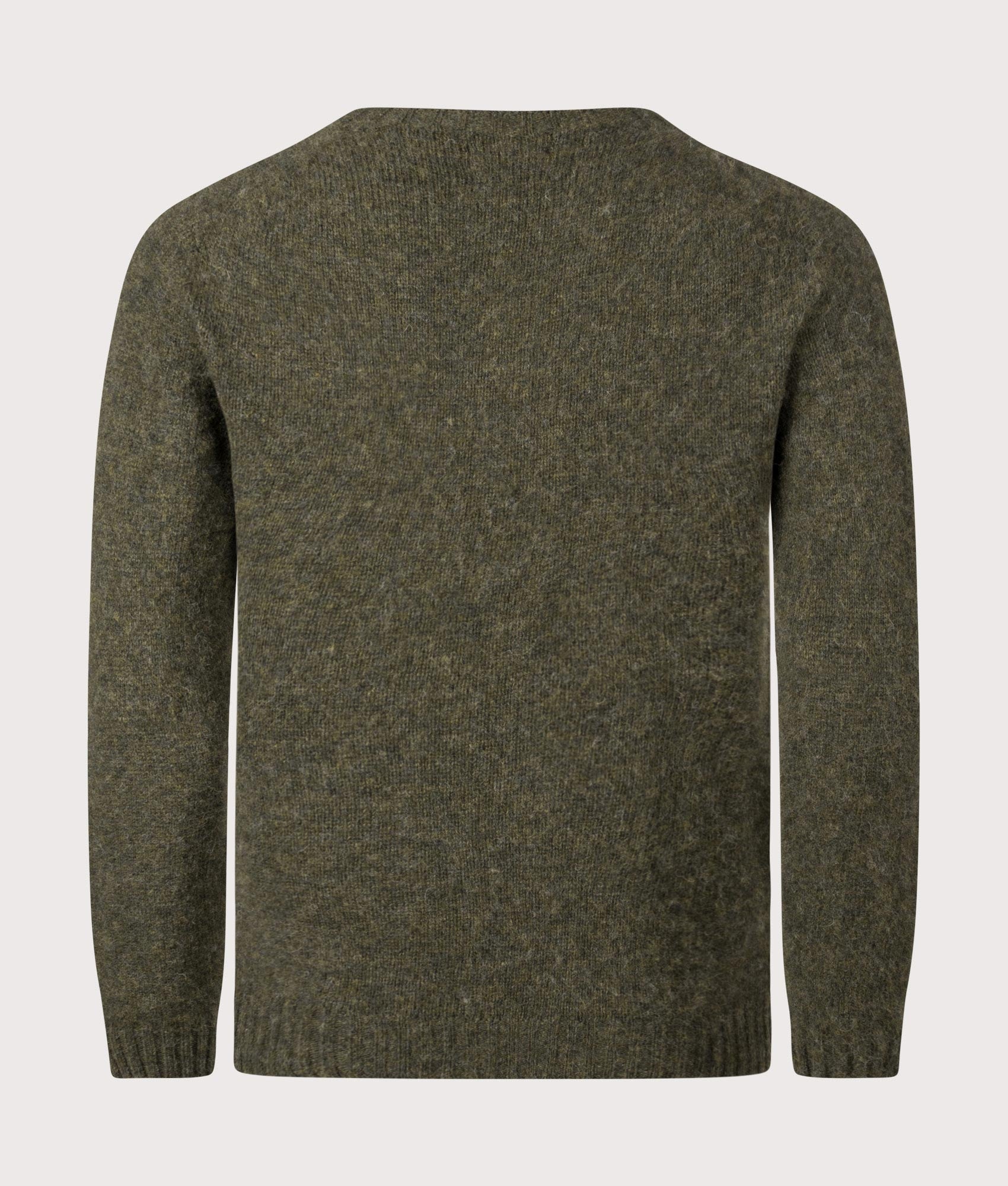 Birnir Brushed Lambswool Knit Jumper by Norse Projects in Olive Night. Shot by EQVVS. Back shot.