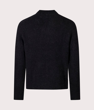 Norse Projects Relaxed Fit Rasmus Mock Neck Brushed Sweatshirt in black at EQVVS Menswear. Back shot.