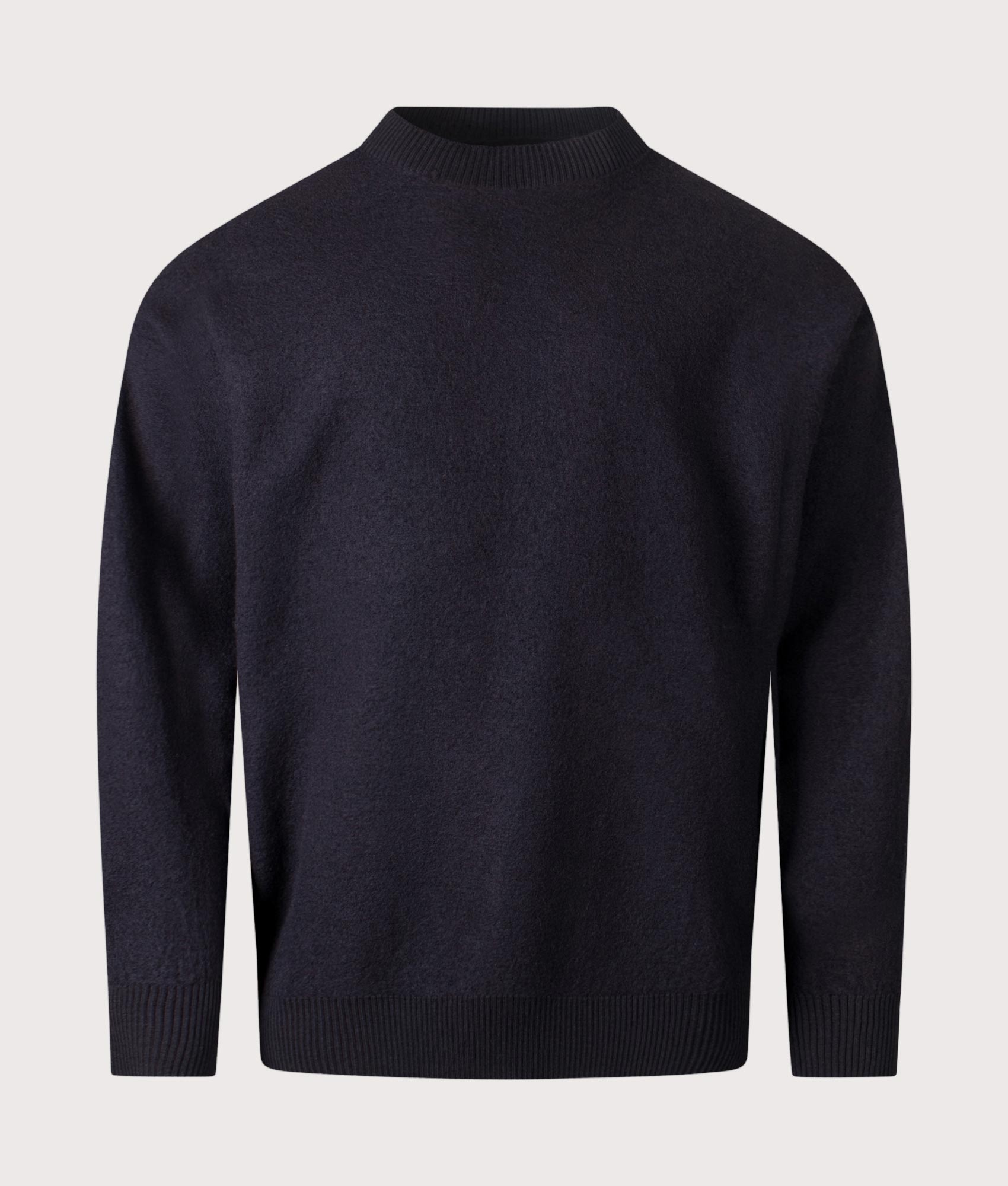 Relaxed Fit Rom Boiled Wool Jumper in Dark Navy | 100% Wool | Norse Projects | Shot at EQVVS | Front shot 