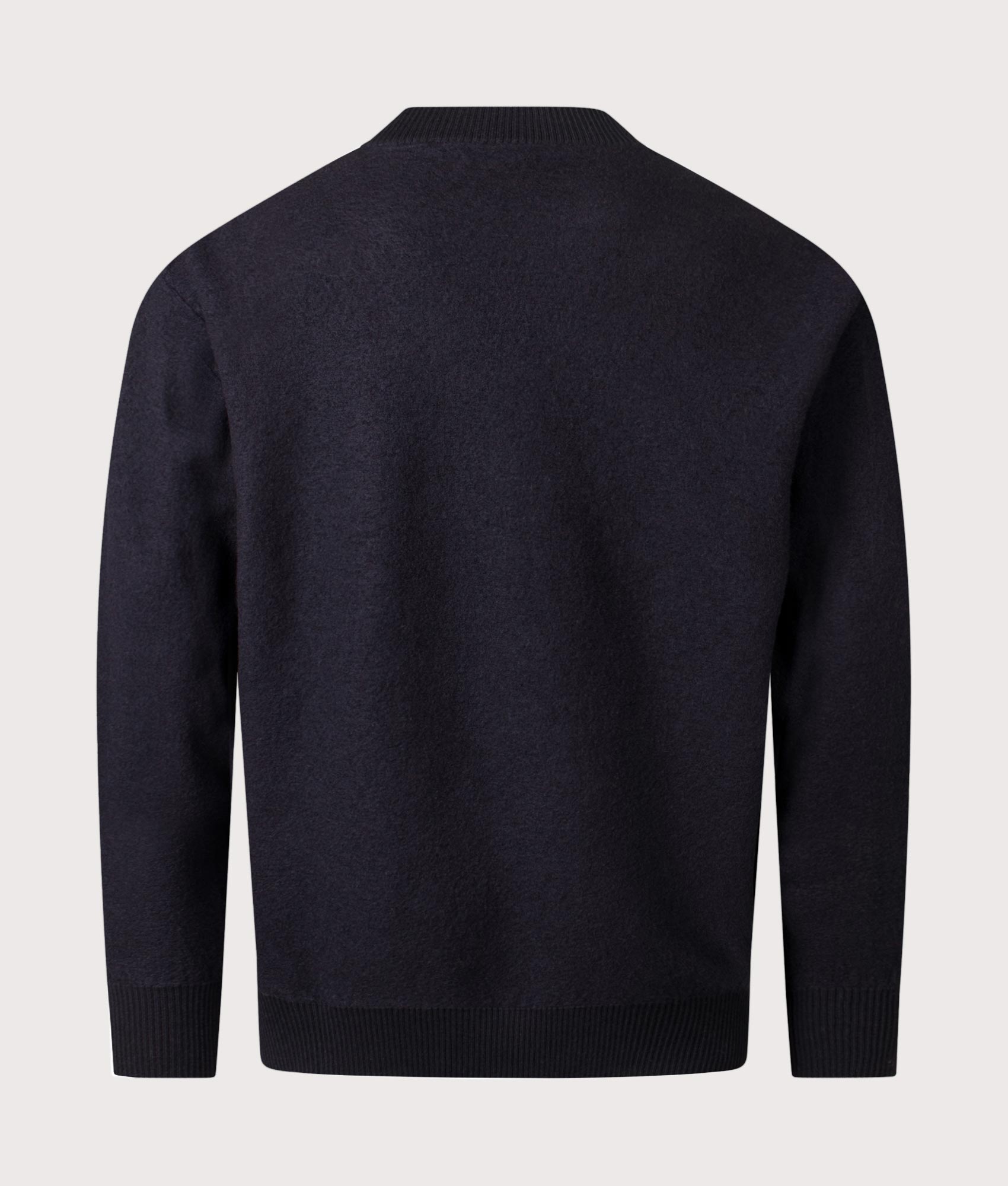 Relaxed Fit Rom Boiled Wool Jumper in Dark Navy | 100% Wool | Norse Projects | Shot at EQVVS | Back shot 