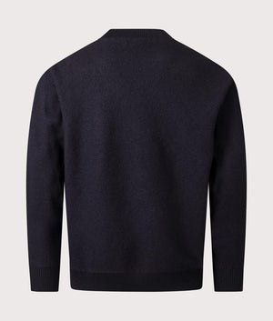 Relaxed Fit Rom Boiled Wool Jumper in Dark Navy | 100% Wool | Norse Projects | Shot at EQVVS | Back shot 