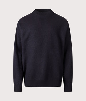 Relaxed Fit Rom Boiled Wool Jumper in Dark Navy | 100% Wool | Norse Projects | Shot at EQVVS | Front shot 