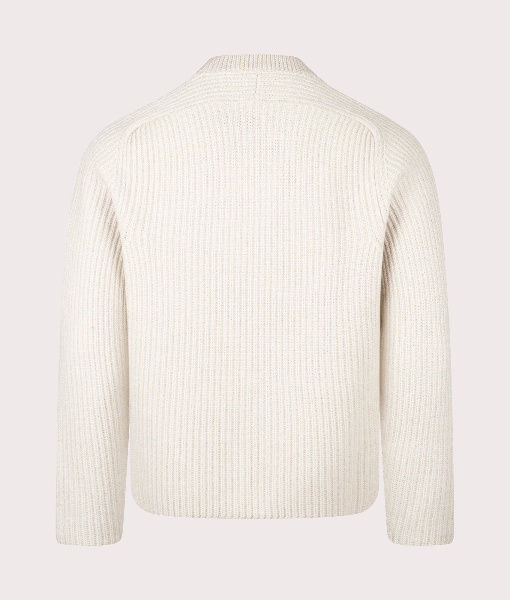 Norse Projects Sigurd Military Rib Knit Jumper arrives in Ecru at EQVVS Menswear. Back shot.