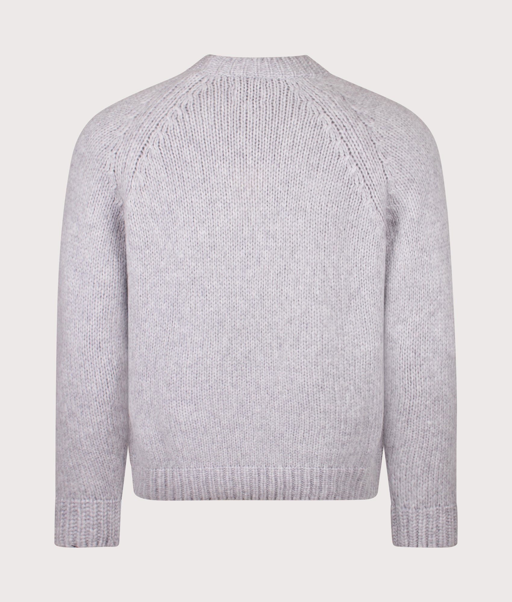Birger Wool Raglan Jumper by Norse Projects in Light Grey Melange. Shot by EQVVS. Back shot